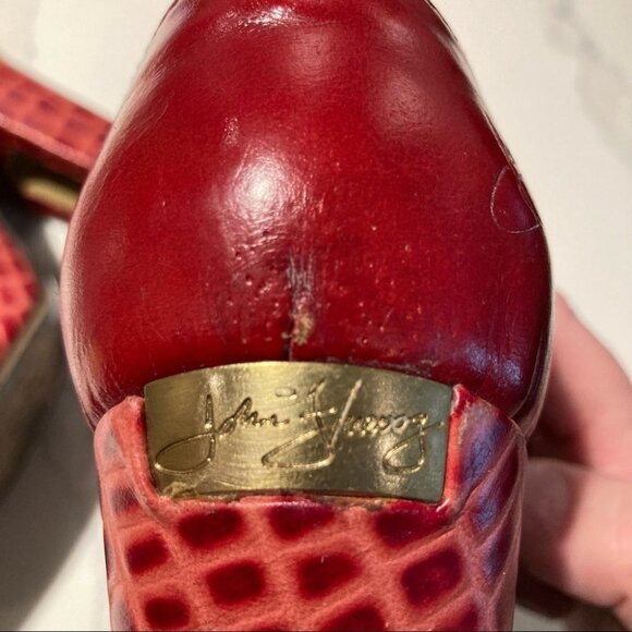 JOHN FLUEVOG Sz  9 Let Me Walk My Dreams Croc Skin Design U Shaped Heel Shoes - Picture 13 of 14